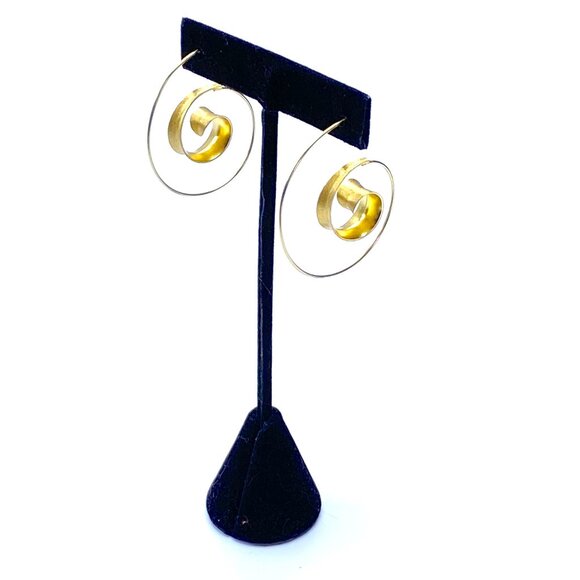 Christin Ranger Gold Vermeil Threader Swirl Hoop Earrings in Original Box — NWOT - Picture 2 of 7